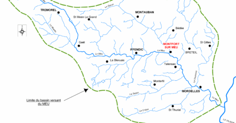 carte des rivières du bassin versant du meu